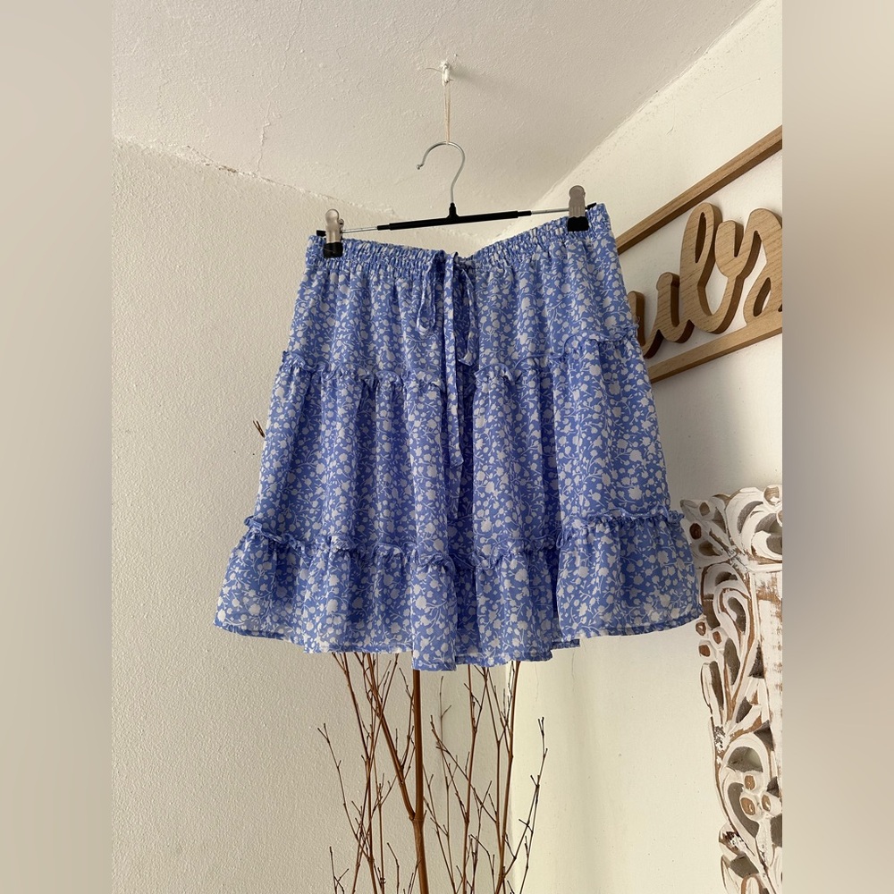Sienna Sky A-Line Blue Floral Skirt